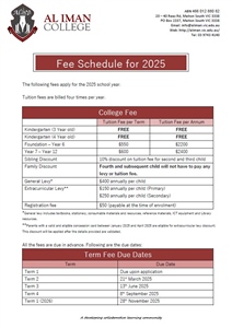 2025 Fee Schedule