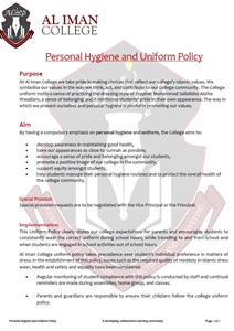 Personal Hygiene and Uniform Policy